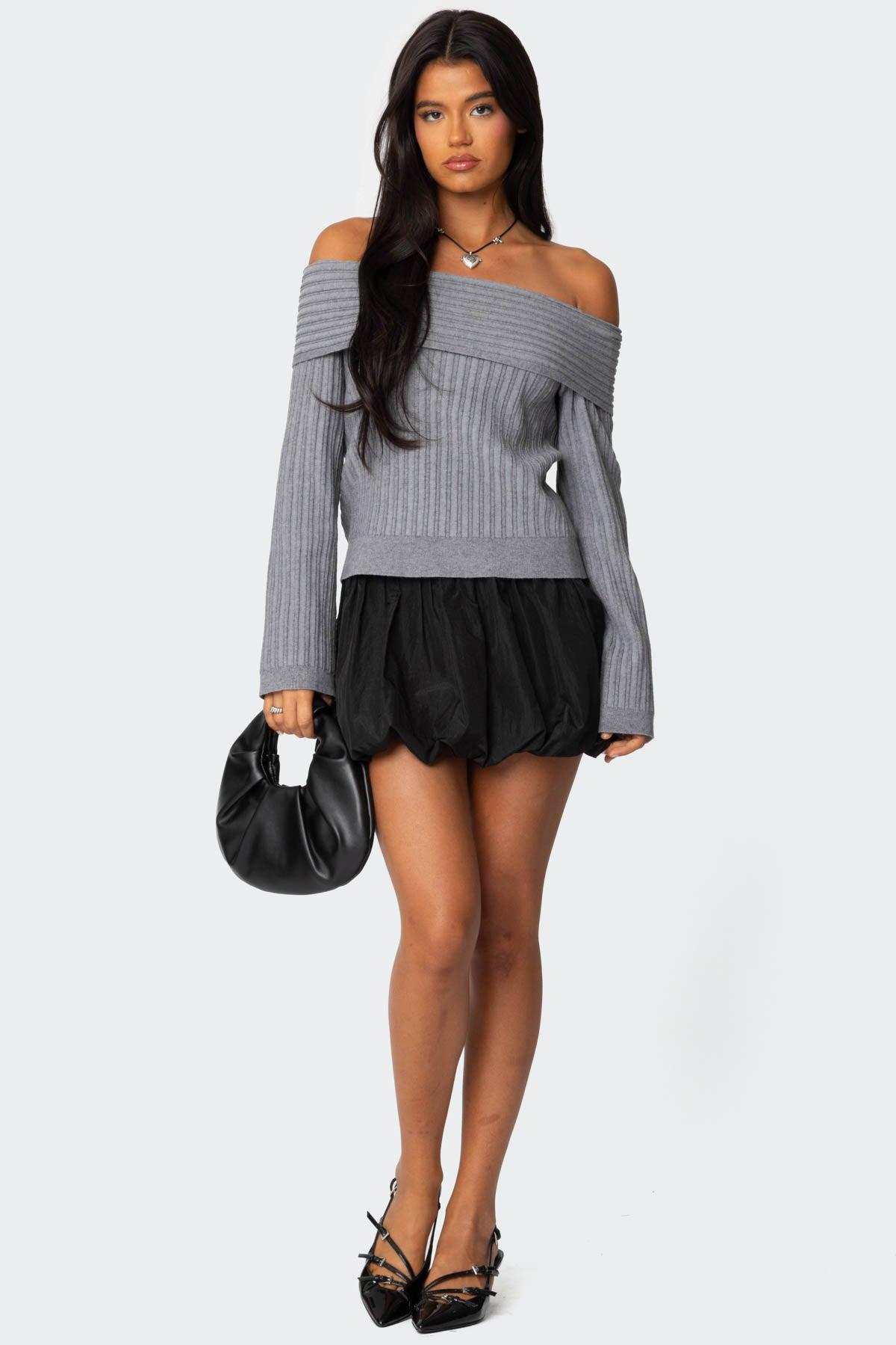 Brandy Fold Over Ribbed Sweater Product Image