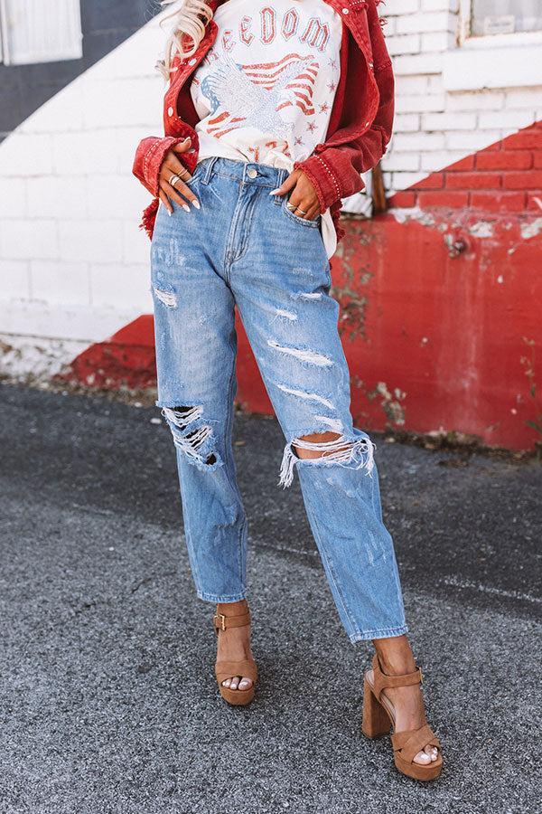 The Jill High Waist Distressed Mom Jean Product Image