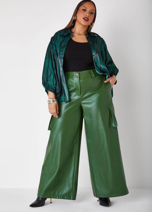 Faux Leather Cargo Pants Product Image