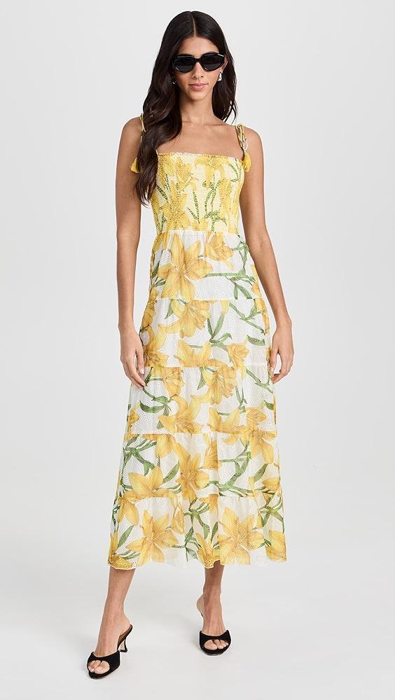 alice + olivia Marna Tiered Midi Tie Strap Dress | Shopbop Product Image