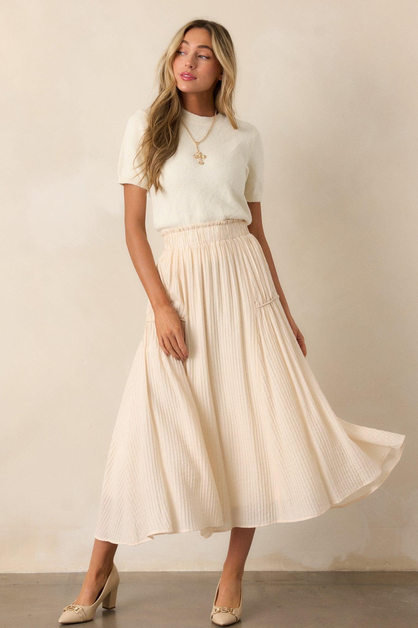 Infinite Allure Beige Maxi Skirt Product Image