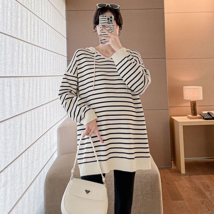 Maternity Striped Oversized Hoodie Product Image