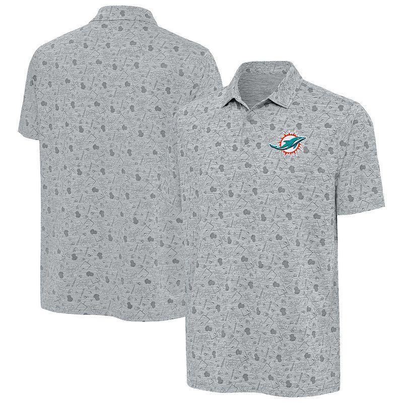 Mens Antigua Heather Gray Miami Dolphins Relentless Polo Product Image