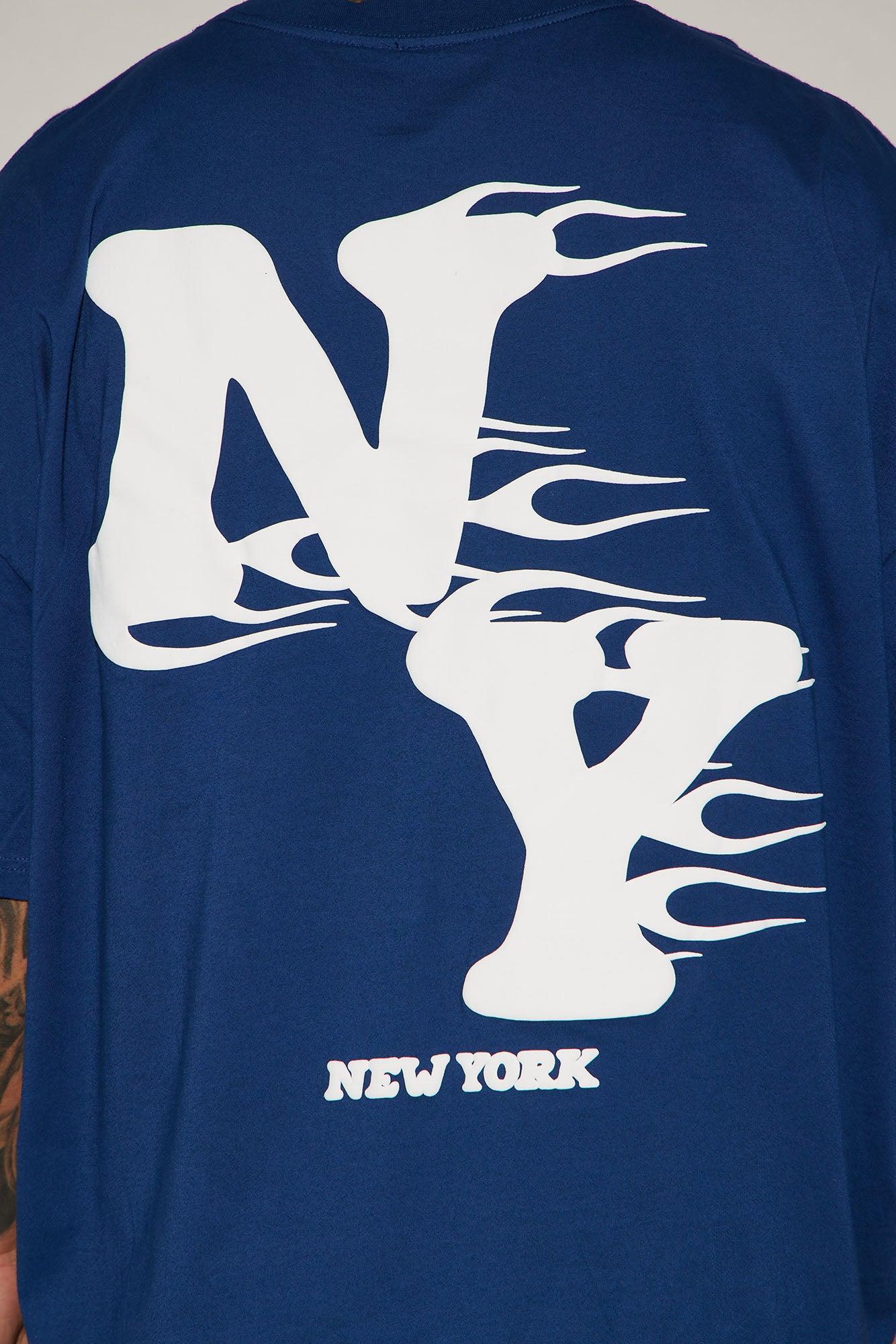 New York On Fire Oversized Short Sleeve Tee - Blue Product Image