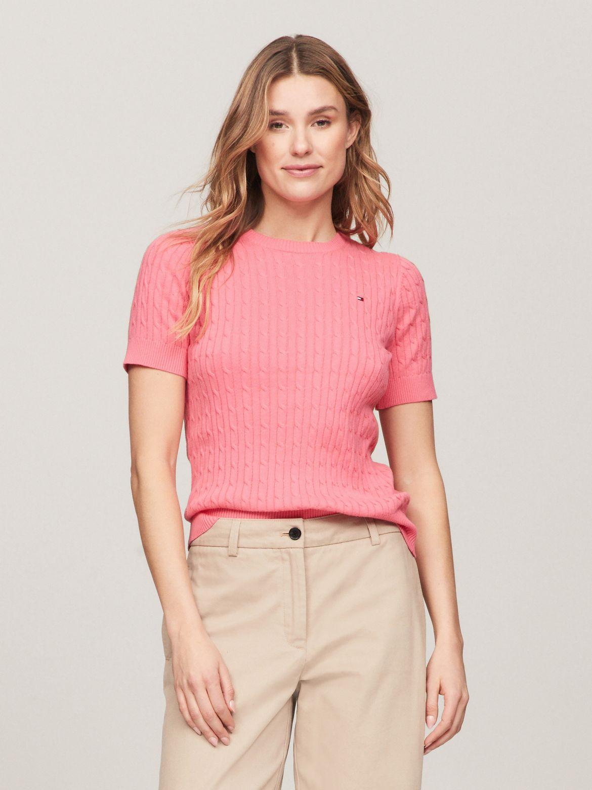 Tommy Hilfiger Women's Short-Sleeve Cable Knit Sweater Product Image