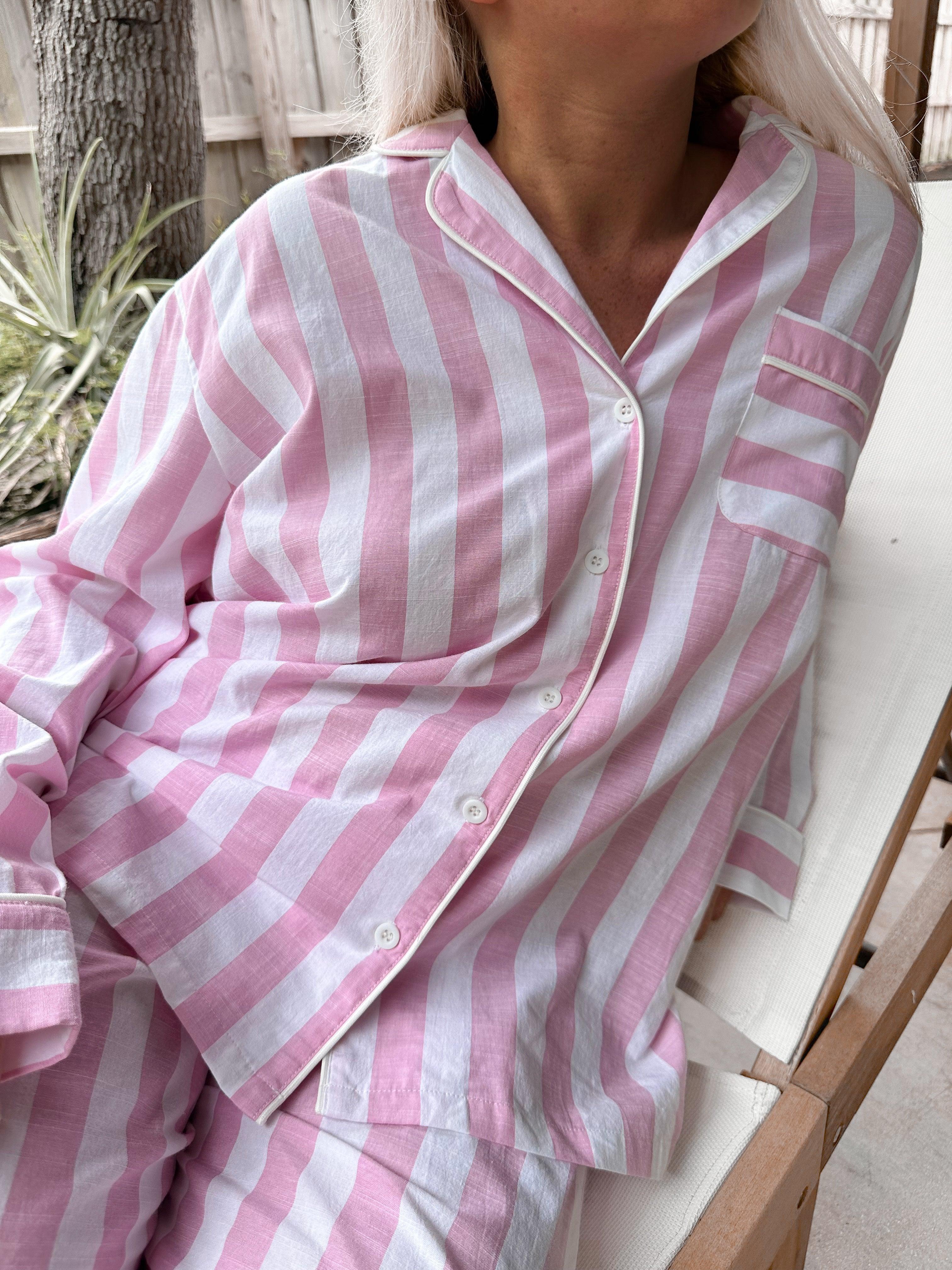 A Day In Greece Striped Pajama Top Product Image