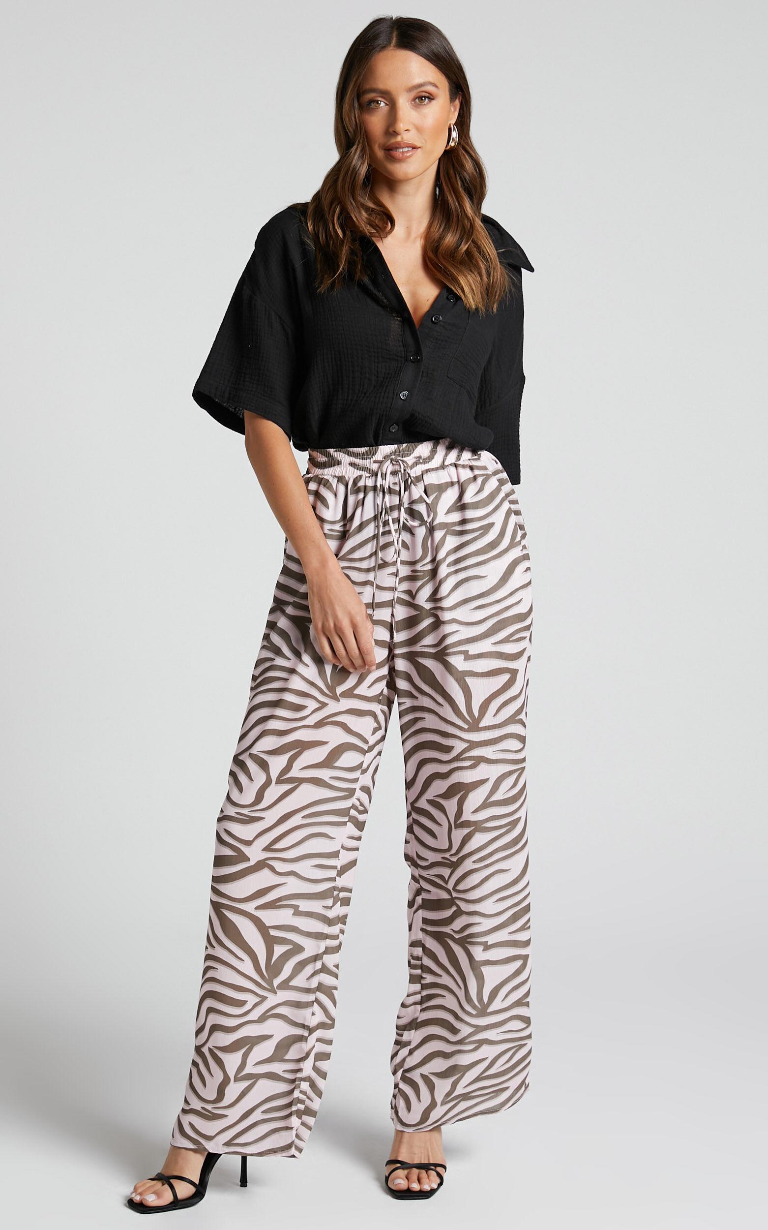 Aegir Pants - Mid Rise Relaxed Straight Leg Pants in Wild Zebra Product Image