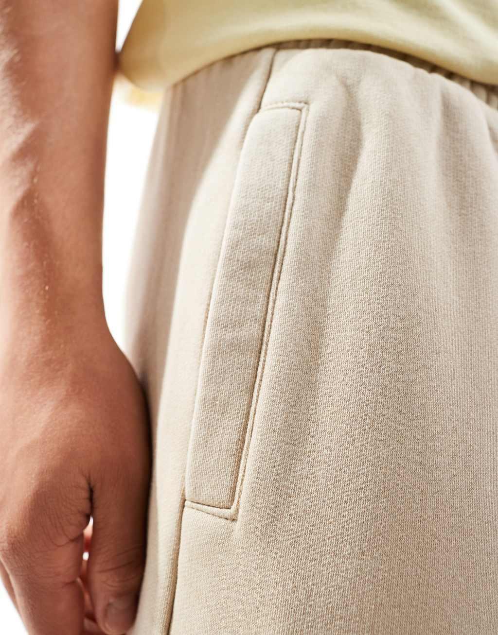 ADPT oversized wide fit sweatpants in washed beige  Product Image