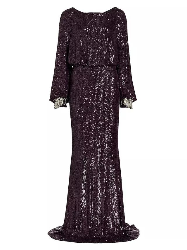 Sequined Bateau Neck Blouson Gown Product Image