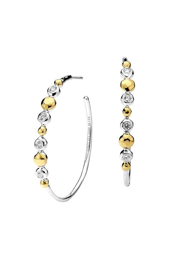 Womens Chimera Sterling Silver, 18K Yellow Gold, & Diamond Hoop Earrings Product Image