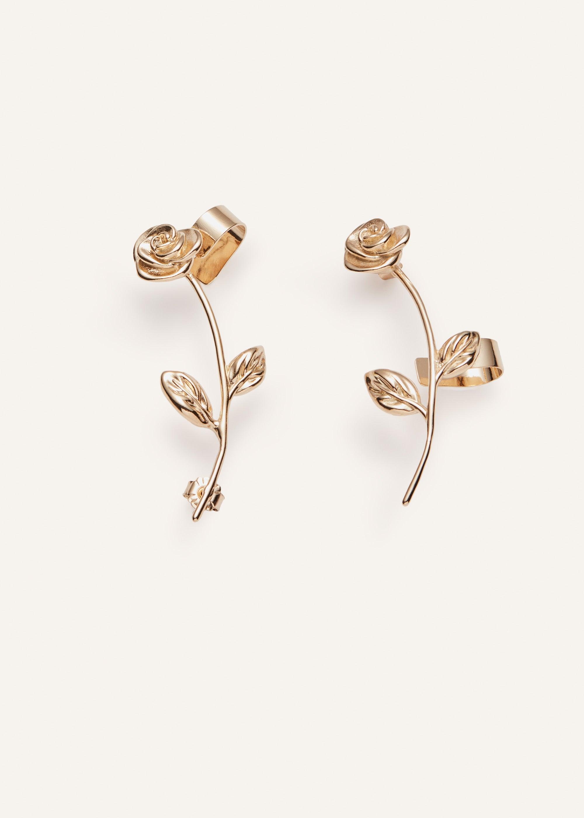 Gold-plated rose cuff earrings Product Image