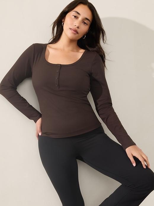 Signature Rib Henley Top Product Image