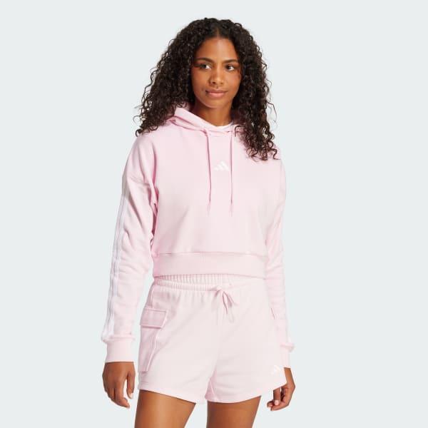 Essentials 3-Stripes French Terry Crop Hoodie Product Image