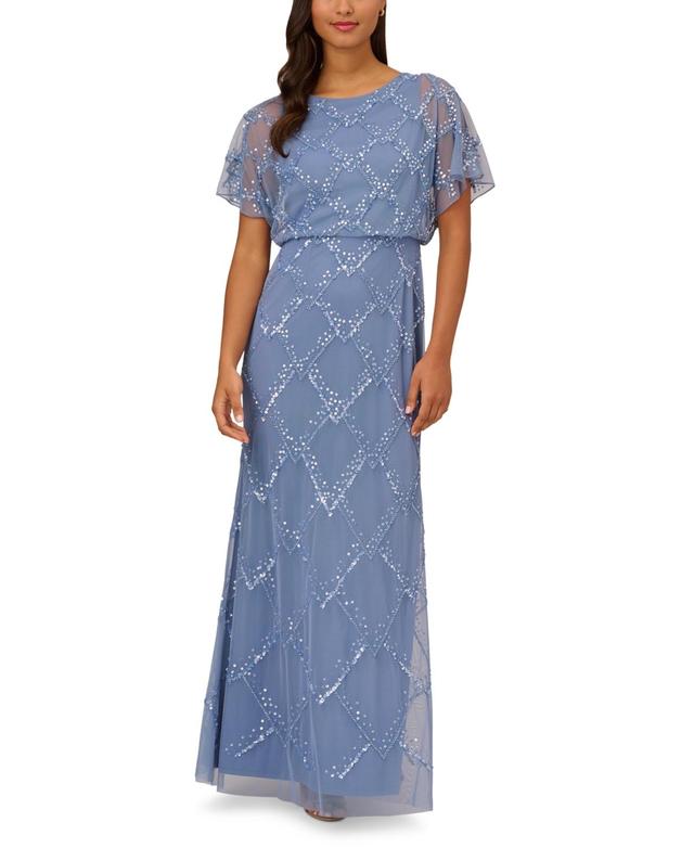 Adrianna Papell Beaded Gown - blue - Size: US 4 (S) Product Image