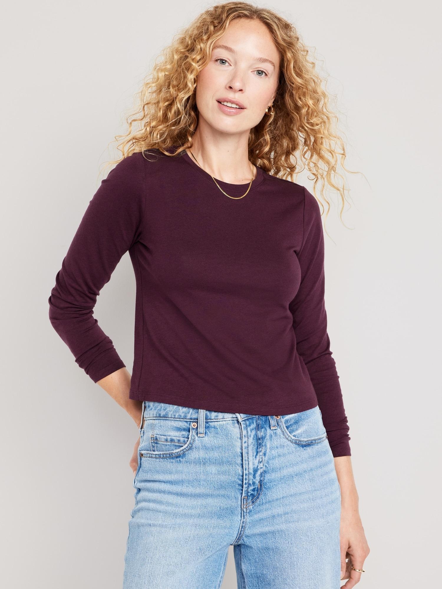 Fitted Long-Sleeve Cropped T-Shirt for Women Product Image