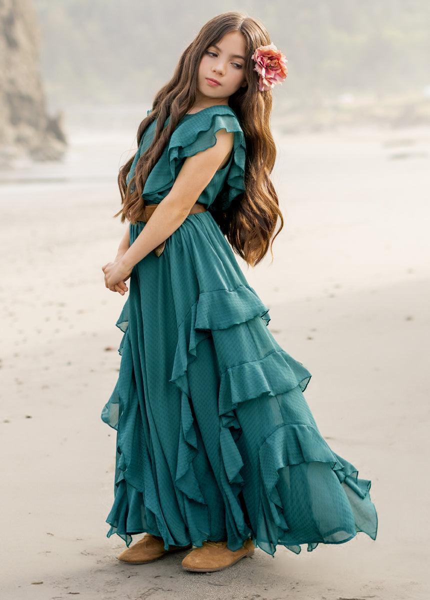 Sylviane Dress in Ocean Green Product Image