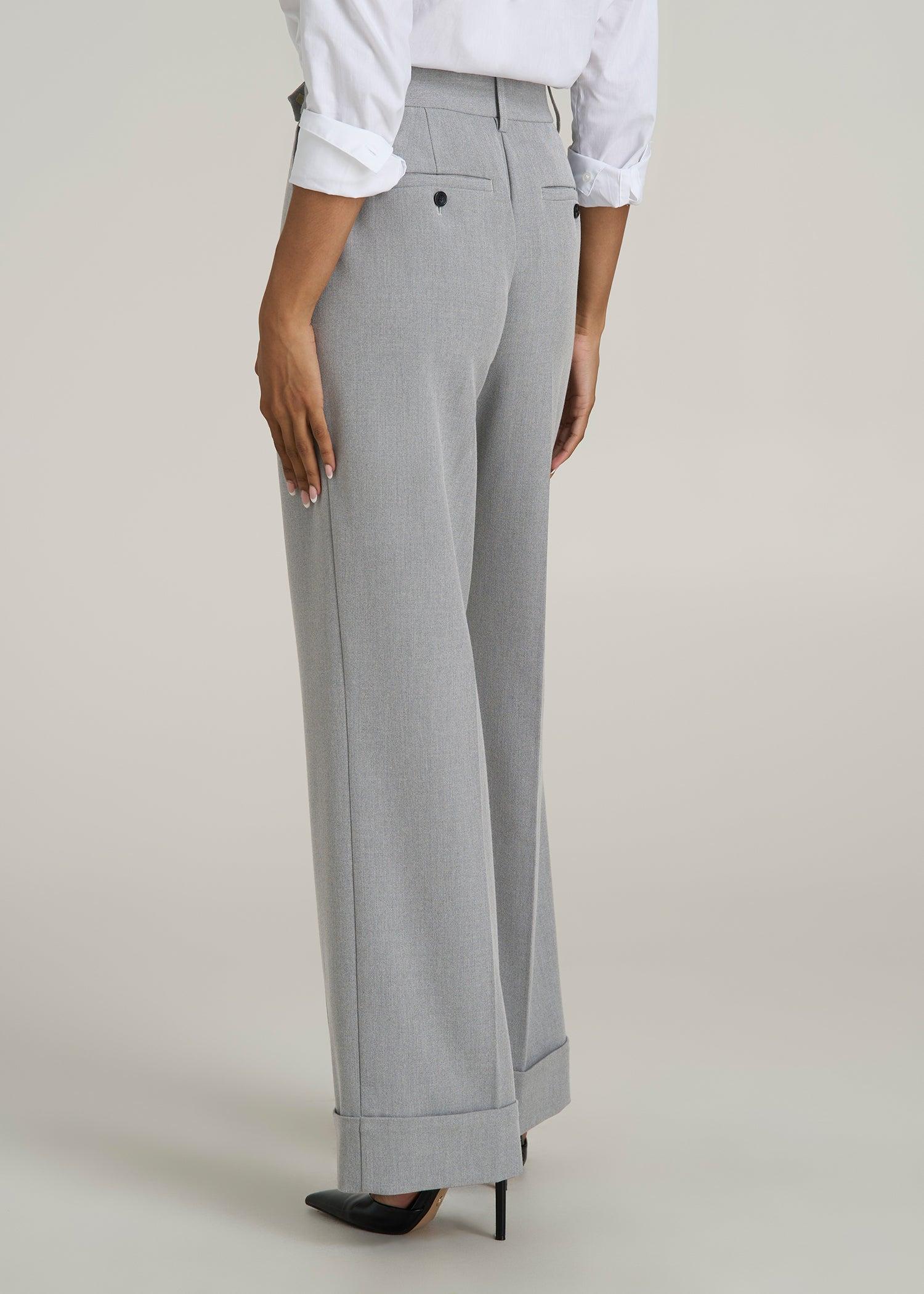 Wide Leg Cuffed Pants for Tall Women in Medium Grey Mix Female Product Image