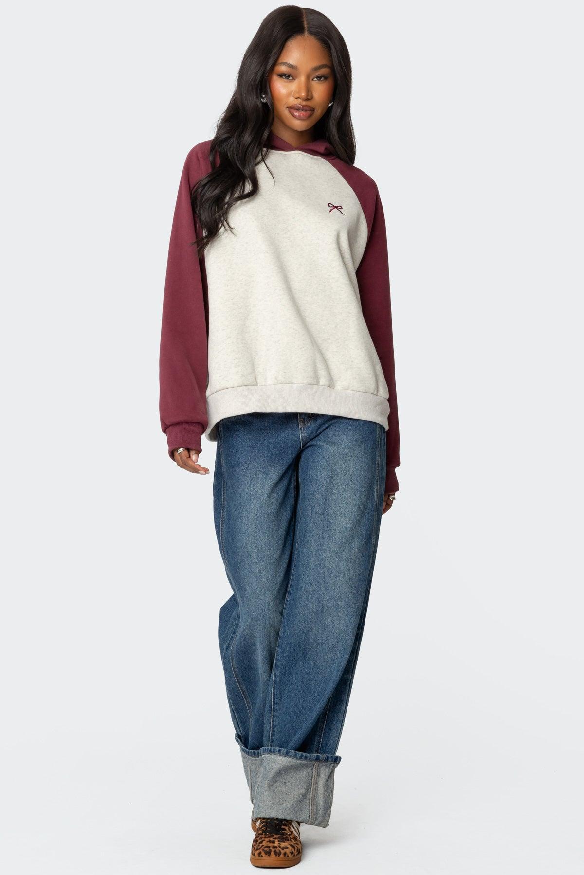 Raglan Bow Oversized Hoodie Product Image