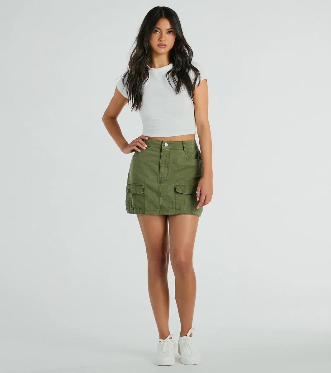 Attention Please High-Rise Cargo Mini Skirt Product Image