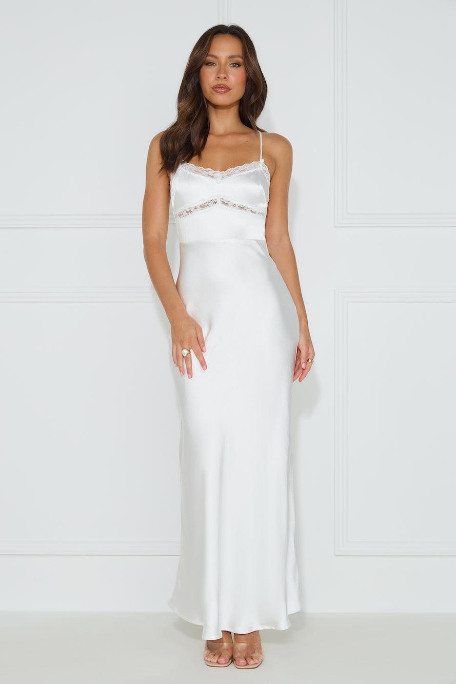 Nobody But You Satin Maxi Dress White Product Image