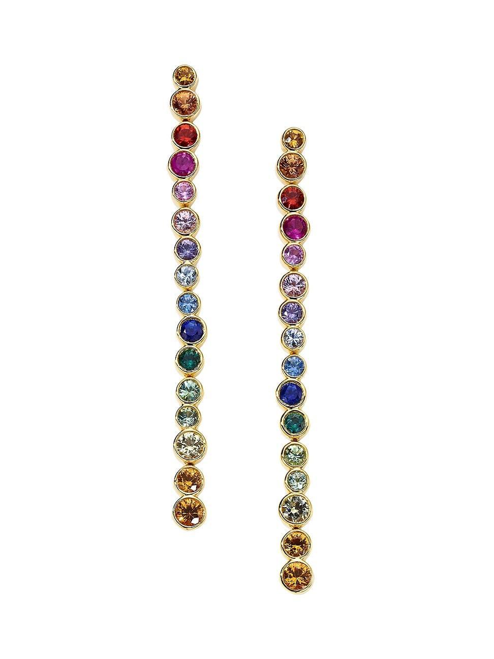 Womens Stardust 18K Yellow Gold & Rainbow Sapphire Drop Earrings Product Image