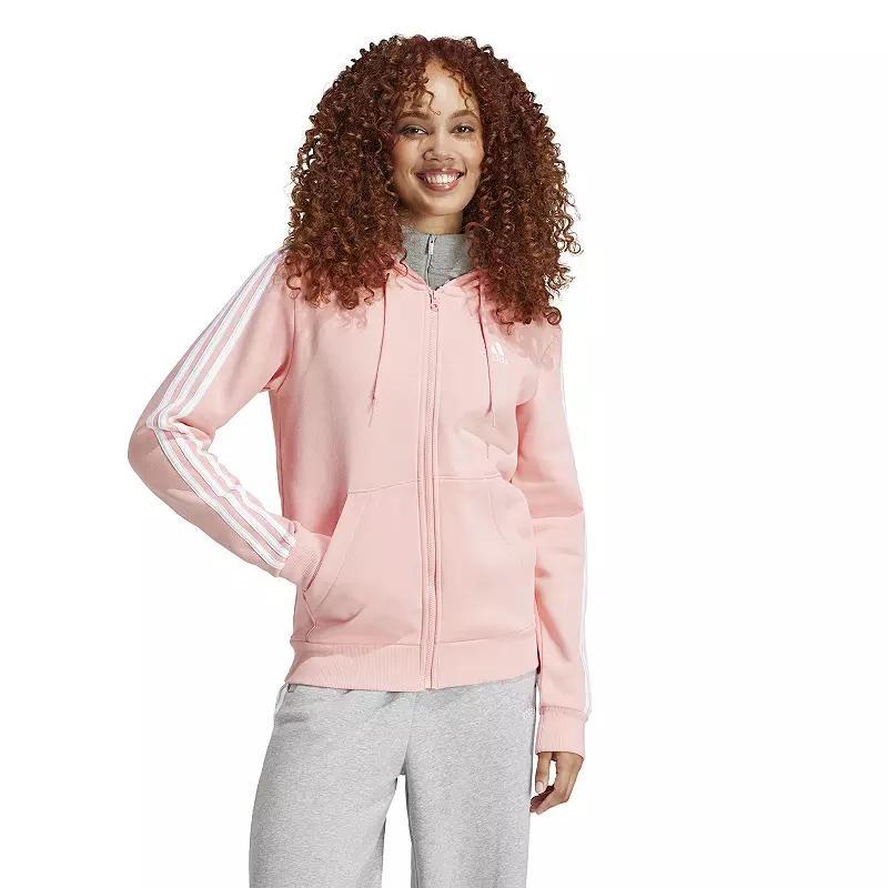 Womens adidas Essentials 3-Stripes Full-Zip Fleece Hoodie Product Image