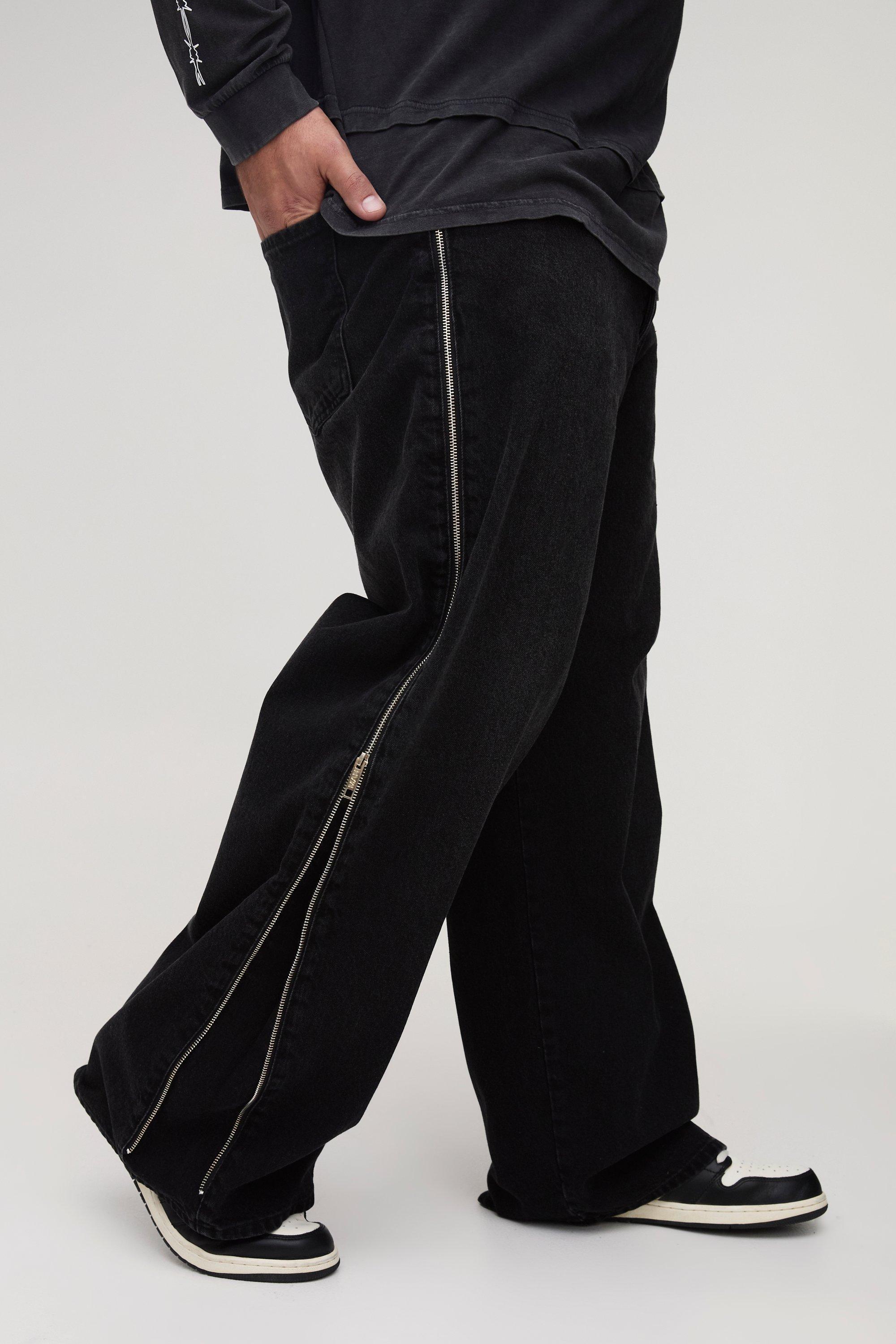 Plus Relaxed Fit Zip Gusset Jeans | boohooMAN USA Product Image