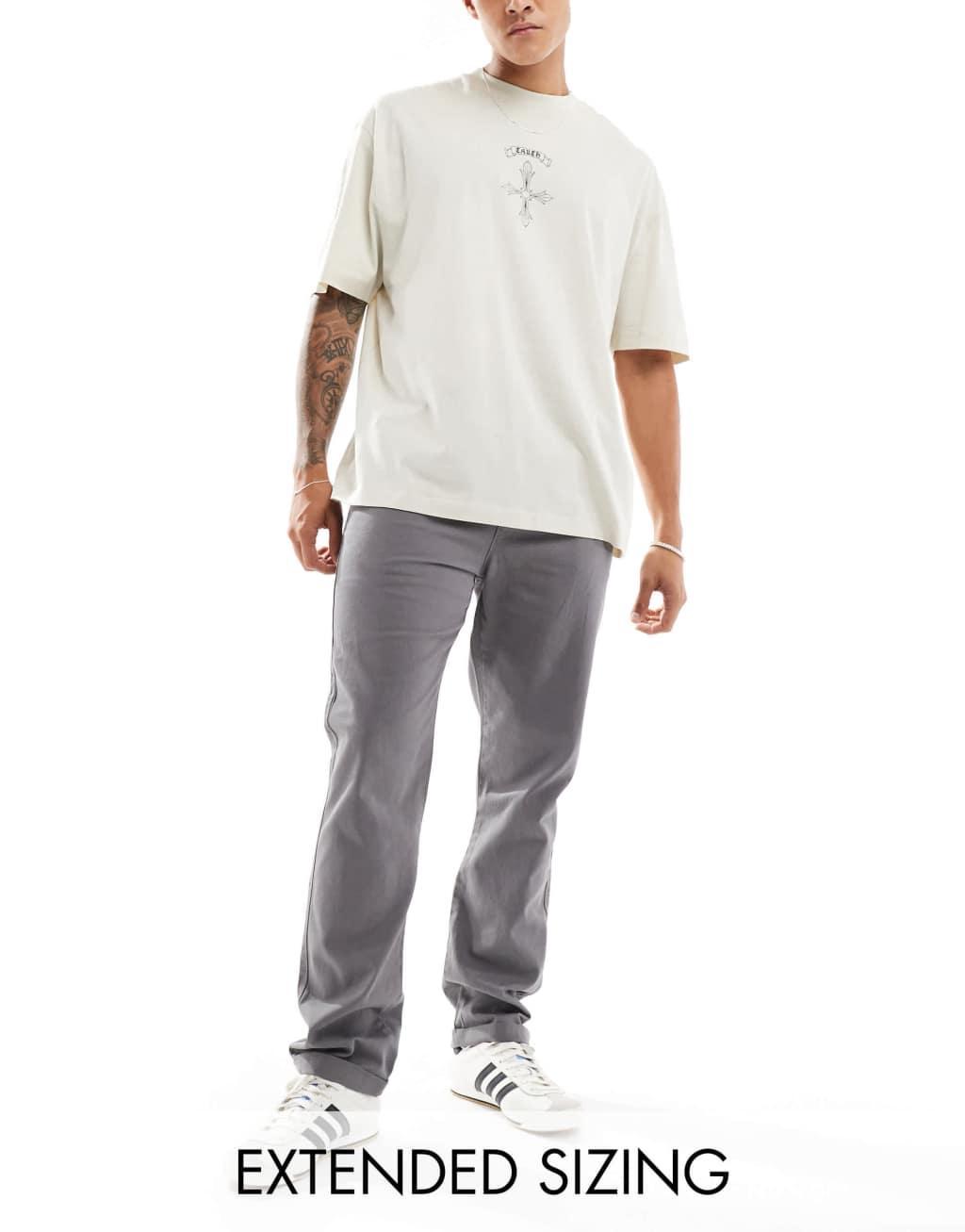 ASOS DESIGN straight leg chino pants in gray Product Image