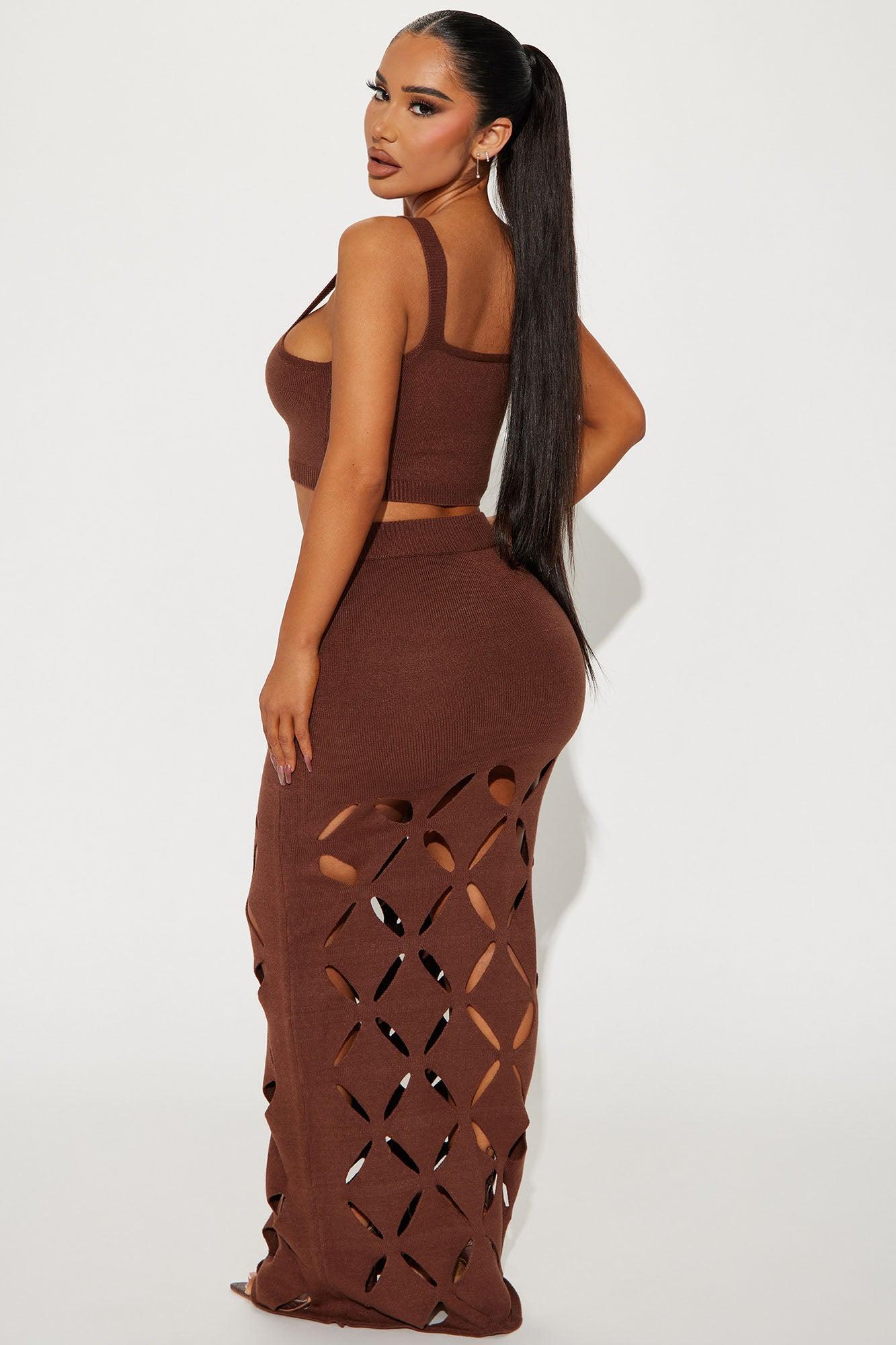 Sarai Sweater Skirt Set - Chocolate Product Image