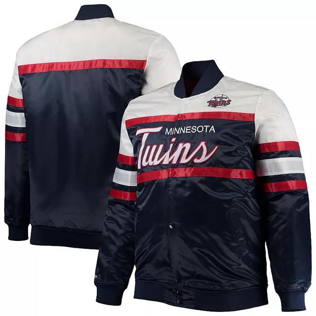 Mens Mitchell & Ness /Red Minnesota Twins Big & Tall Coaches Satin Full-Snap Jacket Blue Product Image