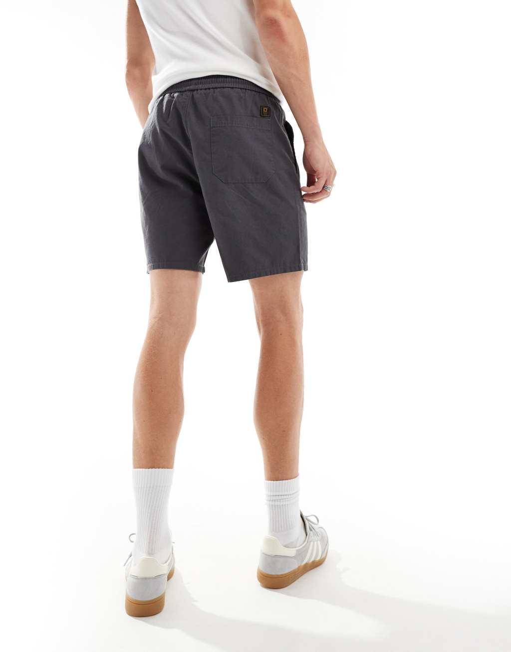 ONLY & SONS pull on parachute shorts in gray Product Image