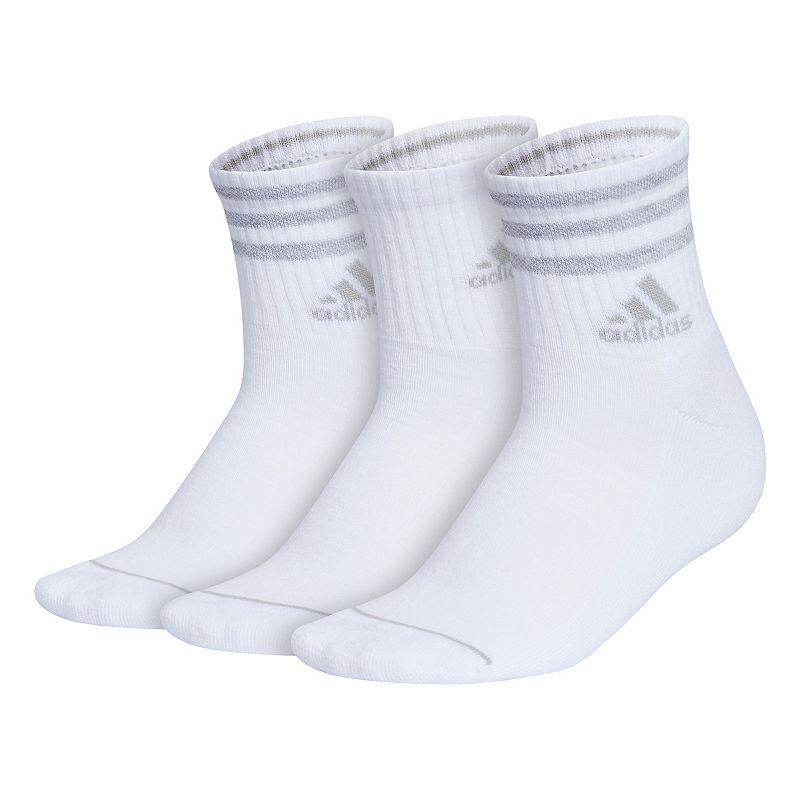 Womens adidas Cushioned 3-Stripe 3.0 High Quarter Socks 3-Pack Set Product Image