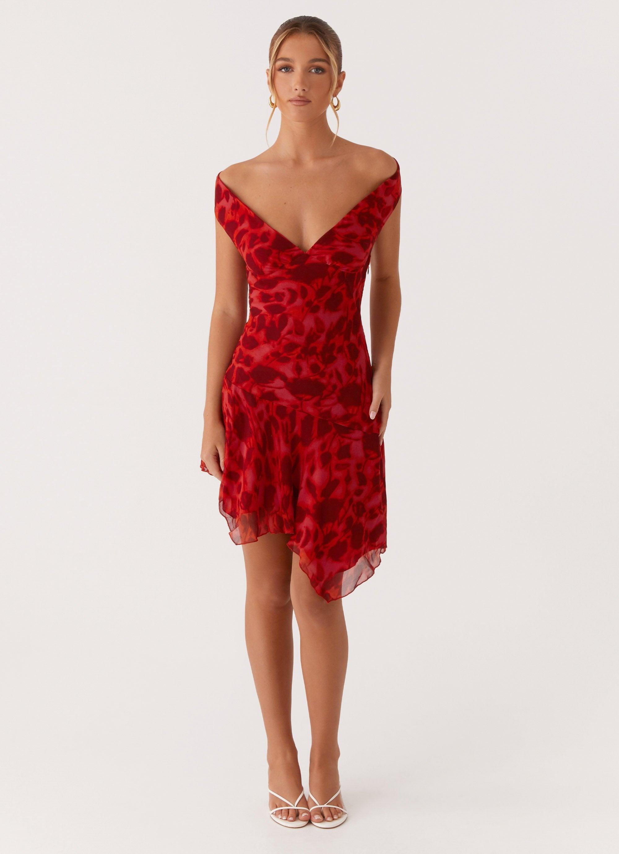 Alma Mini Dress - Deep Red Floral Product Image