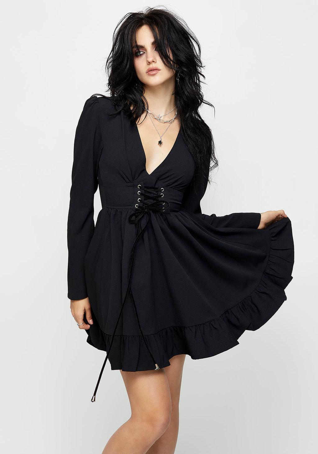 Aura Lace Up Mini Dress Product Image