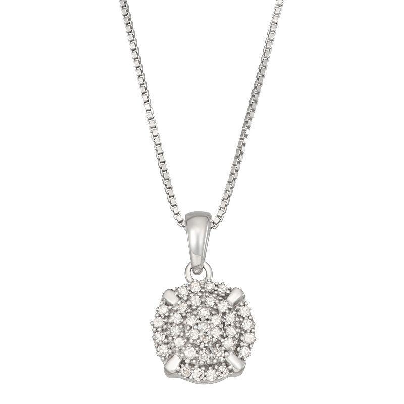 HDI Sterling Silver 1/5 Carat T.W. Diamond Cluster Pendant Necklace, Womens Product Image