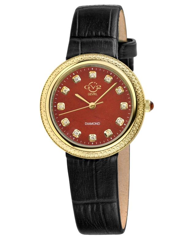 GV2 by Gevril Womens Arezzo Black Leather Watch 33mm Product Image