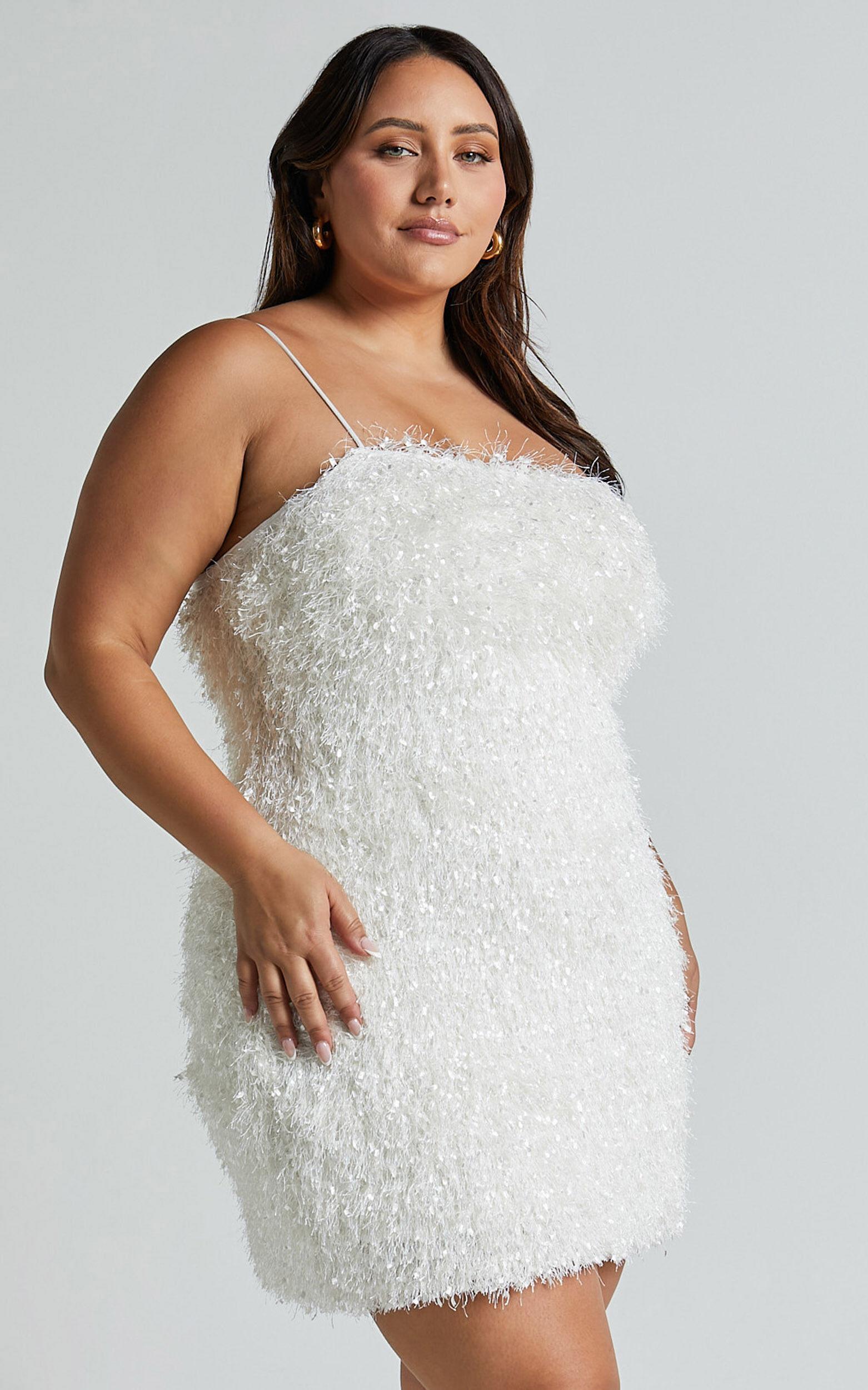 Reis Mini Dress - Textured Strapless Bodycon in White Product Image