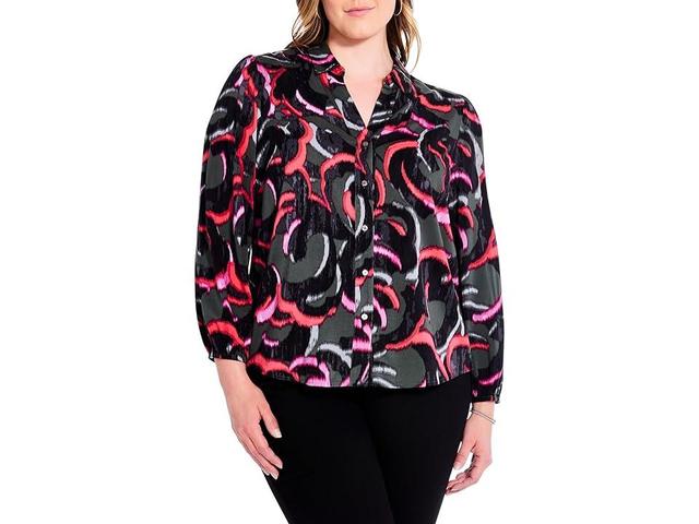 NIC+ZOE Plus Size Neon Doodle Live in Shirt Multi) Women's Clothing Product Image