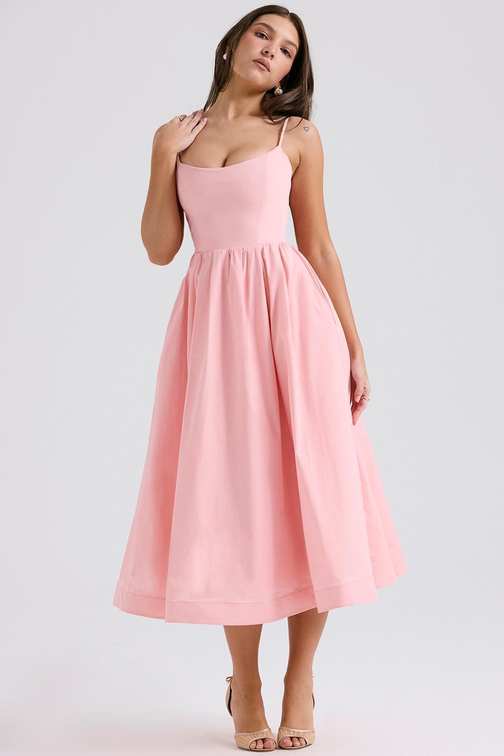 Lolita Rose Pink Cotton Corset Sundress Product Image