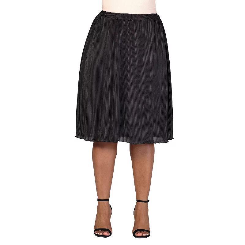 Plus Size 24Seven Comfort Apparel Elegant Accordion Pleated Elastic Waistband Party Midi Skirt, Womens Product Image