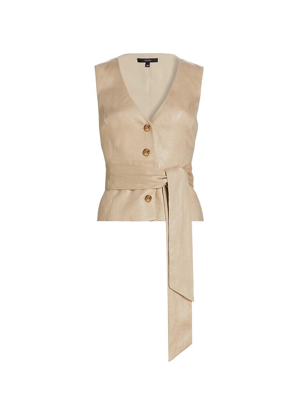 Womens Adele Tie-Front Linen Vest Product Image