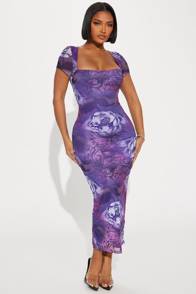 Flourishing Mesh Maxi Dress - Purple Product Image