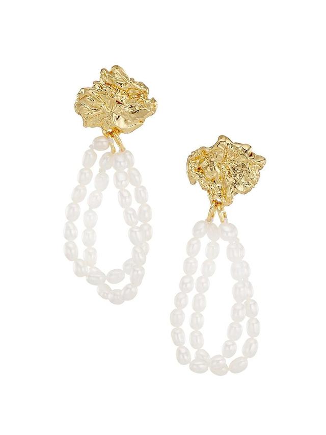 Womens Velora 24K Gold-plated & Pearl Earrings Product Image