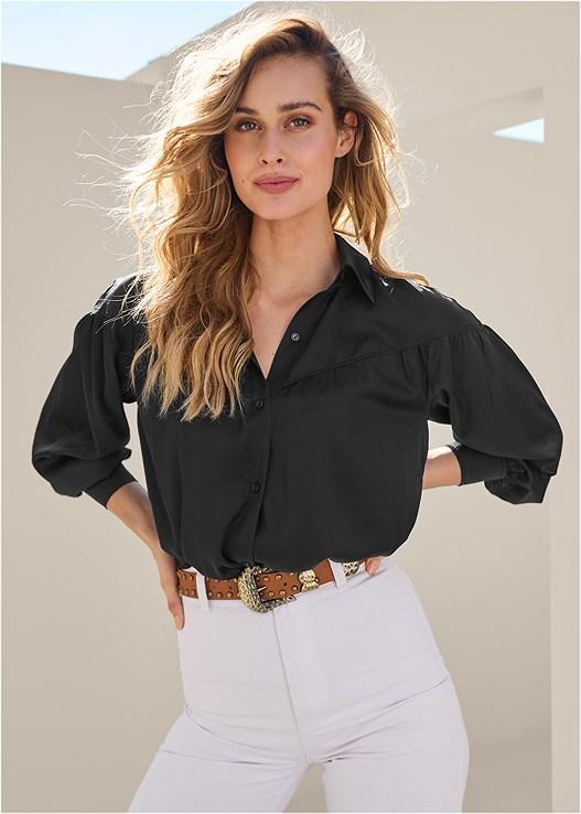 Satin Long Sleeve Blouse Product Image