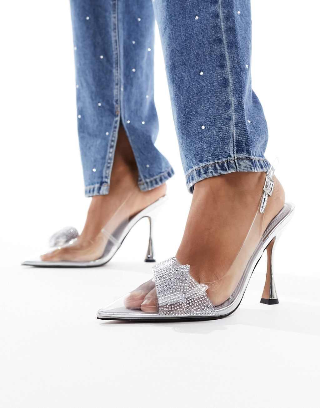 ASOS DESIGN Pampa embellished high heeled shoes Product Image