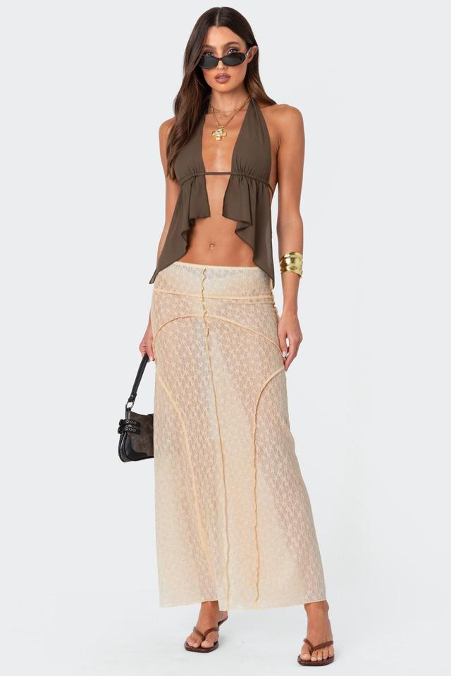 Inside Out Sheer Lace Maxi Skirt Product Image