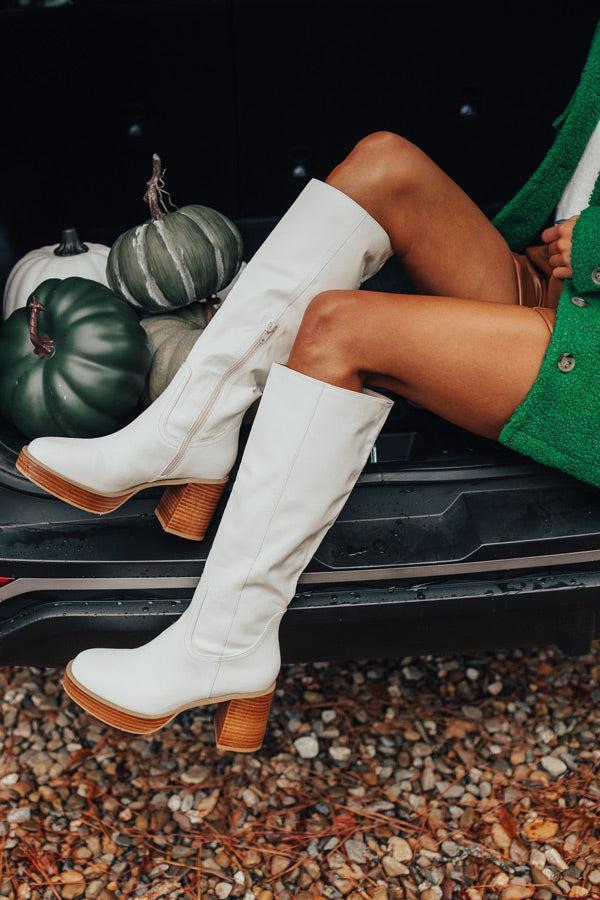 The Amy Faux Leather Boot In White product image