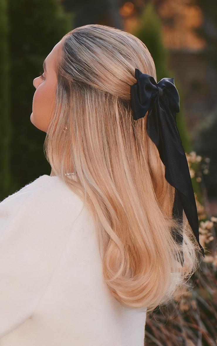 Black Large Satin Bow Hair Clip Product Image