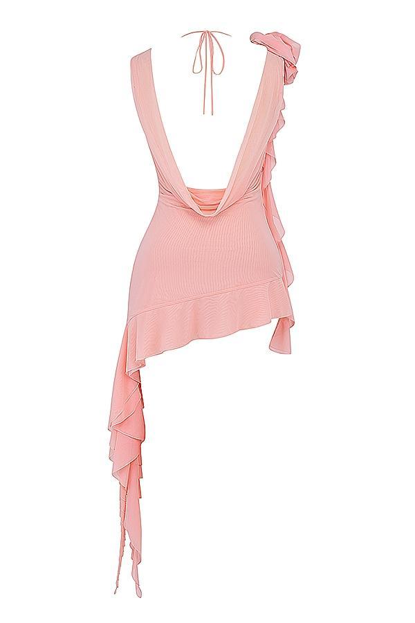 Charla Soft Apricot Ruffle Mini Dress Product Image