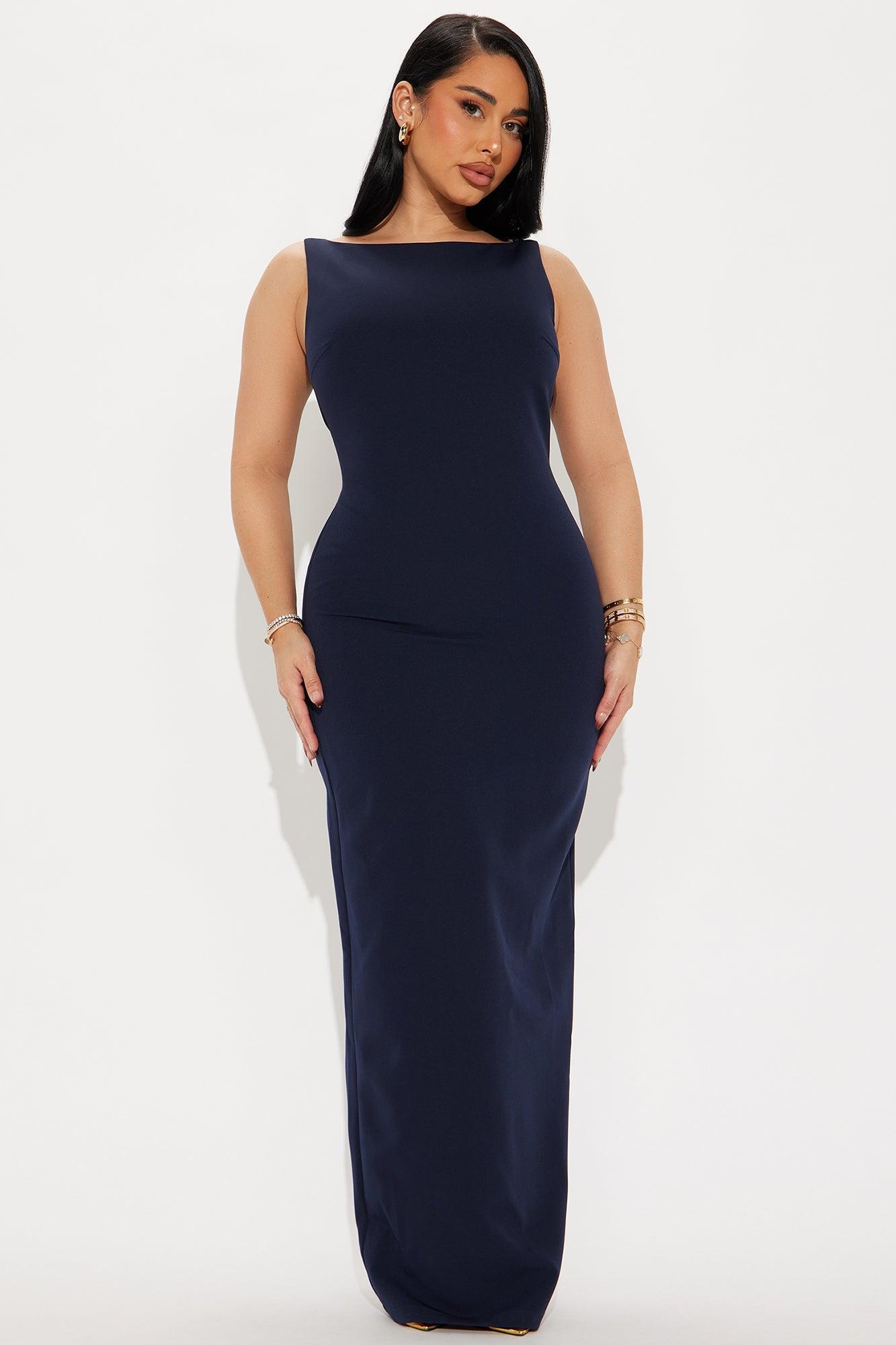 Maura Backless Maxi Dress - Navy Product Image